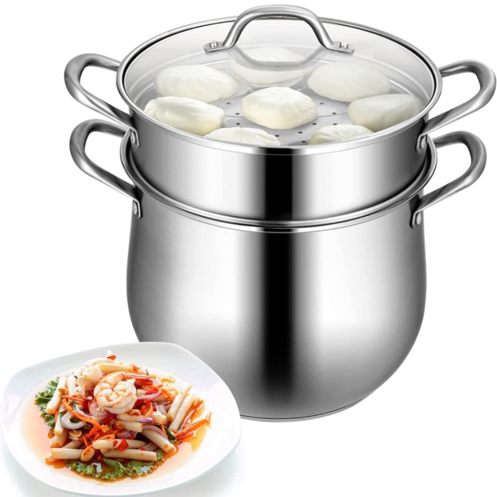 2-Layer Stainless Steel Steamer, 11” Cookware Steamer 15” x 11” x 13.5”